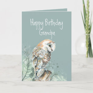 Happy Birthday Grandpa Barn Owl  Thank You Card