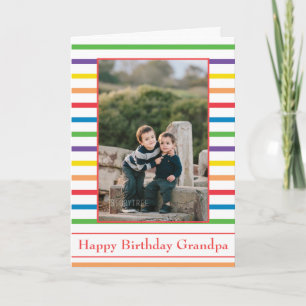 Happy birthday Grandpa colourful stripes photo Card