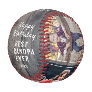 Happy Birthday Grandpa Rustic 3 Photo Collage Baseball