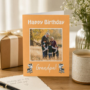 Happy Birthday Grandpa Zebra Theme Photo  Holiday Card