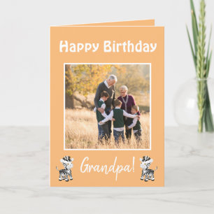 Happy Birthday Grandpa Zebra Theme Photo  Holiday Card