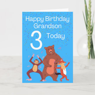 Happy Birthday Grandson - 3 Today Card
