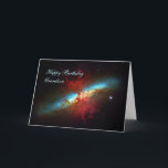 Happy Birthday Grandson - A Starburst Birthday Card<br><div class="desc">Galaxies, Stars and Nebulae series: This mosaic image of the magnificent starburst galaxy, Messier 82 (aka Cigar Galaxy) is a really sharp wide-angle view. M82 is a galaxy remarkable for its webs of shredded clouds and flame-like plumes of glowing hydrogen blasting out from its central regions where young stars are...</div>
