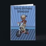 Happy Birthday Grandson, Boy on a bicycle Card<br><div class="desc">Happy Birthday Grandson,  Boy on a bicycle</div>