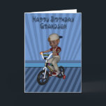 Happy Birthday Grandson, Boy on a bicycle Card<br><div class="desc">Happy Birthday Grandson,  Boy on a bicycle</div>
