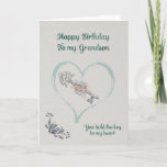 Happy Birthday Grandson Card<br><div class="desc">A lovely card with a vintage look featuring a key with flowers and foliage surrounded by a heart. You hold the key to my heart is the sentiment expressed on the timeless card.</div>