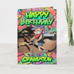 Happy birthday grandson  card<br><div class="desc">Birthday card for grandson with a cartoon scooter rider graffiti design</div>