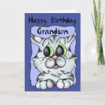 Happy Birthday Grandson Card<br><div class="desc">Wish that special Grandson to Happy Birthday with this cute Kitty.  Take advantage of our bulk discounts to order several cards and save $$$$.</div>