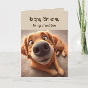 Happy Birthday Grandson Fun Silly Dog Card