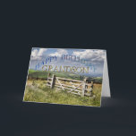 Happy Birthday Grandson, landscape with a gate Card<br><div class="desc">A stunning landscape viewed over a rustic farmer's gate. This is a superb birthday card that you can customise.</div>