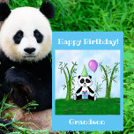 Happy Birthday Grandson Panda Party Card<br><div class="desc">Celebrate your grandson's special day with this adorable birthday card featuring a cute baby panda surrounded by a bamboo forest, balloons, and gifts. Customise it for your granddaughter or add their name for a personalised touch. Perfect for kids, this whimsical card brings joyful wishes and a sense of wonder to...</div>