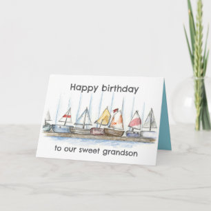 Happy Birthday Grandson Sailboats Toys Custom Card