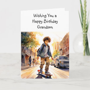 Happy Birthday Grandson Skateboarder Card