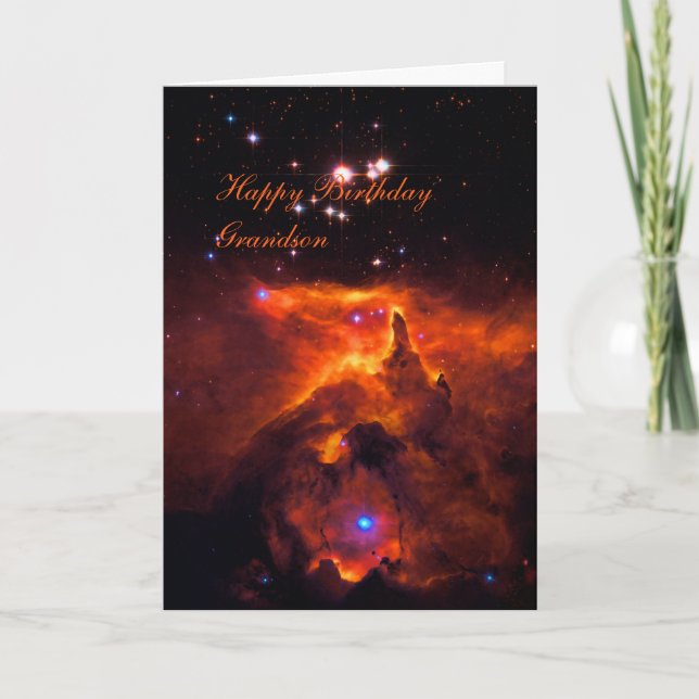 Happy Birthday Grandson - Star Cluster Birthday Card (Front)