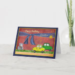 Happy Birthday Grandson  Thank You Card<br><div class="desc">Happy birthday to a grandson,  from grandmother and/or grandfather.  Grandparents say it best with a colourful birthday card for a boy,  featuring toy cars,  a toy teddy bear on red.</div>