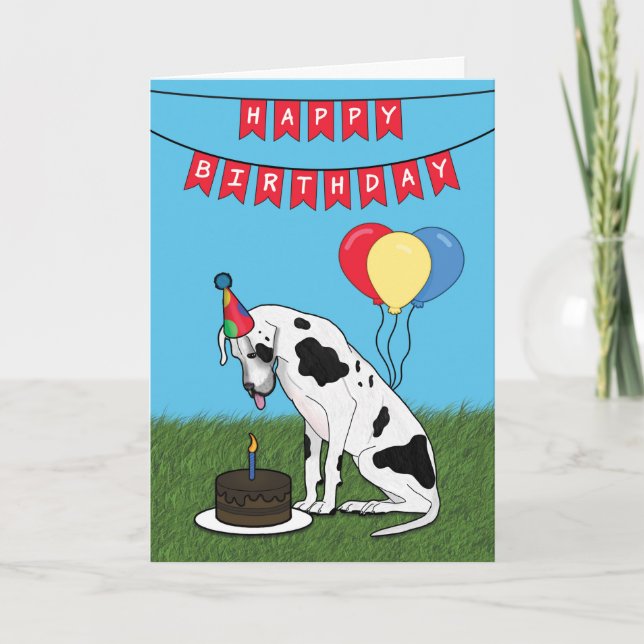 Happy Birthday Great Dane Dog Card (Front)