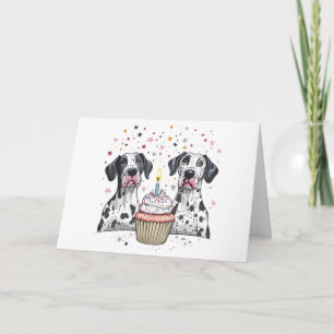 Happy Birthday Great Dane Dogs Cupcake Card