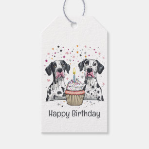 Happy Birthday Great Dane Dogs Cupcake Gift Tags