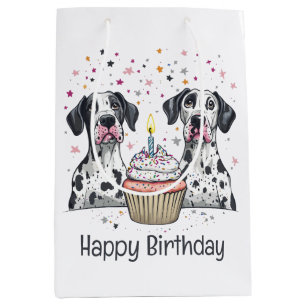 Happy Birthday Great Dane Dogs Cupcake Medium Gift Bag