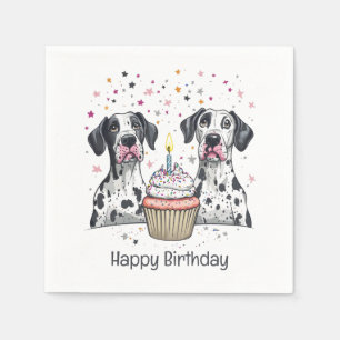 Happy Birthday Great Dane Dogs Cupcake Napkin