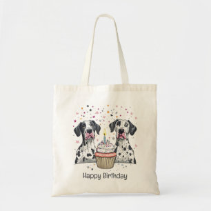 Happy Birthday Great Dane Dogs Cupcake Tote Bag