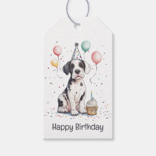 Happy Birthday Great Dane Puppy Cupcake Gift Tags