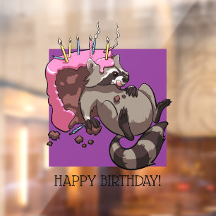Happy Birthday Greedy Racoon Cake Cartoon