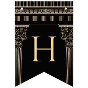 Happy birthday Greek temple with custom colours Bunting