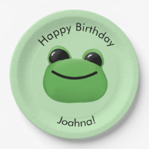 Happy Birthday Green Frog Party Plate