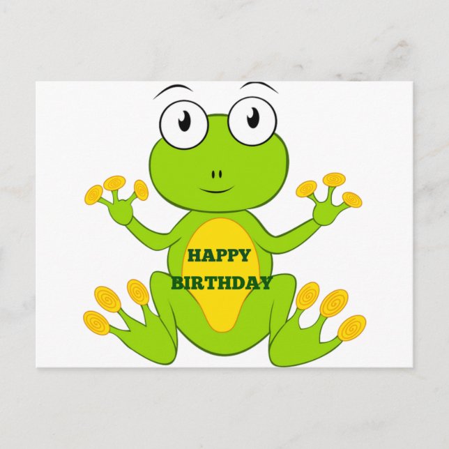 Happy Birthday Green Frog Postcard (Front)