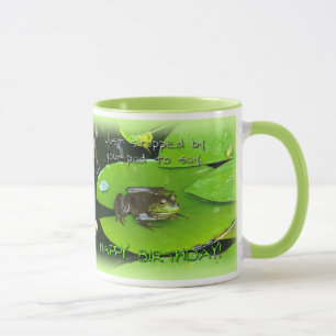Happy Birthday Greeting - Bullfrog on Lily Pad Mug