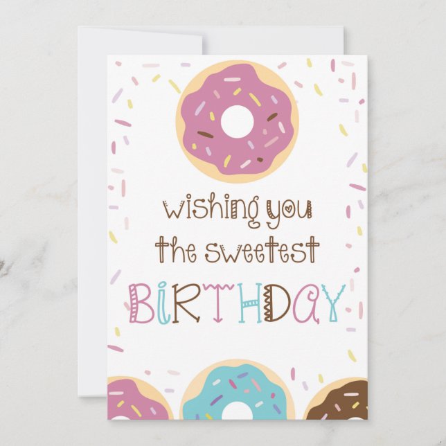 Happy Birthday Greeting Card for Girls with Donuts (Front)