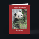 Happy Birthday Greeting Card Giant Panda Grandson<br><div class="desc">This colourful card is part of our "panda" collection, which also includes gift items with images of giant pandas - kindle covers, iPad cases, phone cases, small jewellery boxes, wrapping paper, and other gifts. This sample says "Grandson", but you can customise the card and the matching products, to make them...</div>