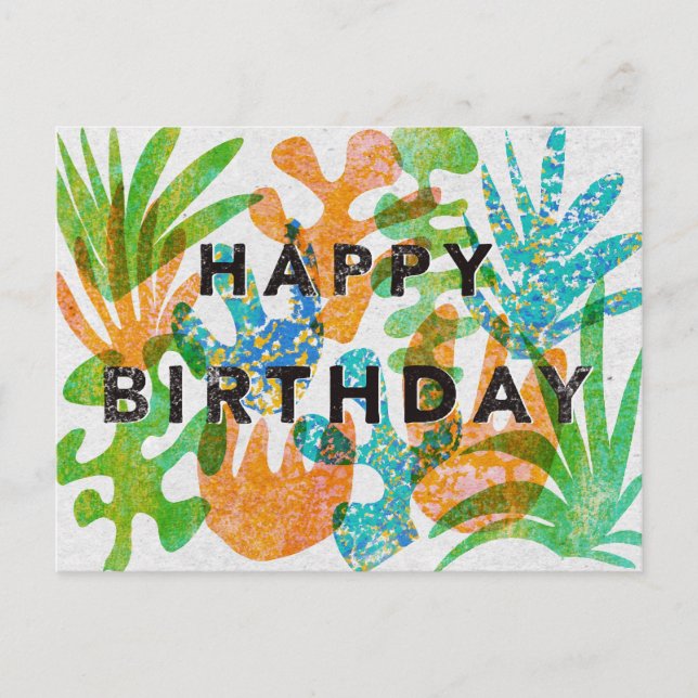 Happy Birthday Greeting card in Screenprint effect (Front)