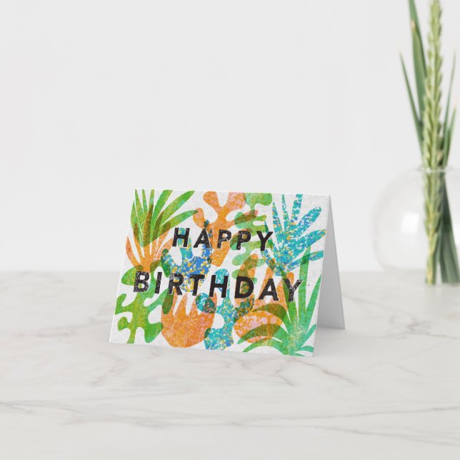 Happy Birthday Greeting card in Screenprint effect (Front)