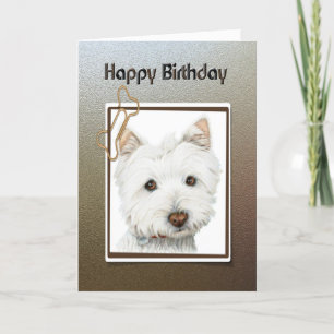 Happy birthday greeting card, with cute westie dog card