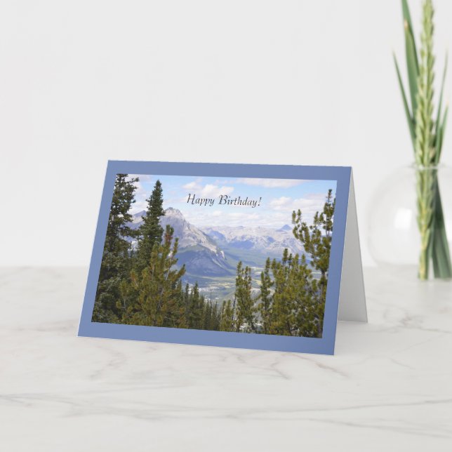 Happy Birthday Greeting Card with Mountains (Front)
