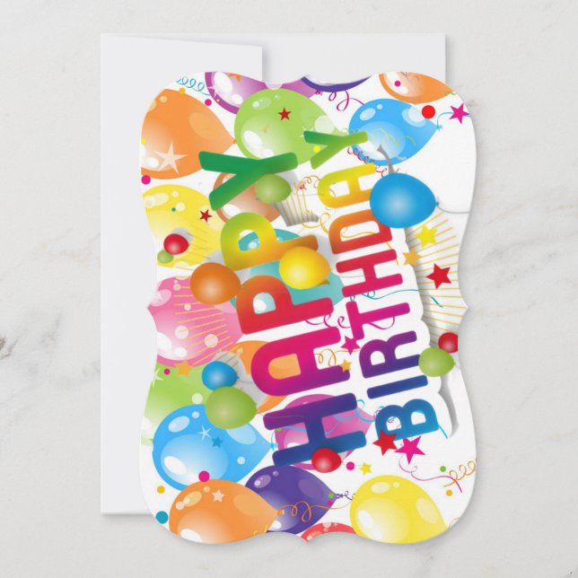 Happy Birthday Greeting Card with Multi Coloured  (Front)