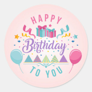 Happy Birthday Greeting Classic Round Sticker