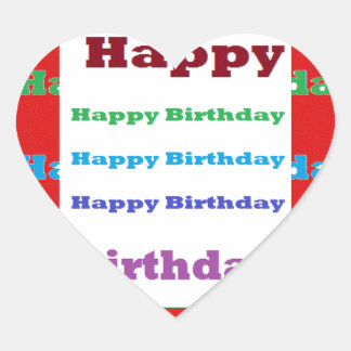 Happy Birthday Greeting Script Acrylic Red base 99 Heart Sticker