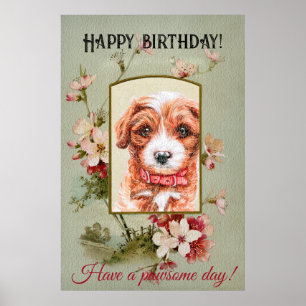 Happy Birthday Greetings Cavoodle Poster