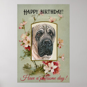 Happy Birthday Greetings English mastiff Poster