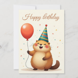 Happy birthday greetings from a cute marmot holiday card