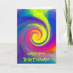 Happy Birthday - Groovy Abstract Spiral Swirl Card