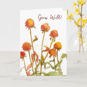 Happy Birthday Grow Wild Plants Orange Wildflowers Card
