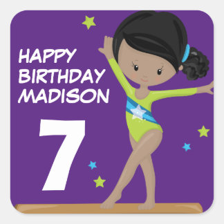 Happy Birthday Gymnast Square Sticker