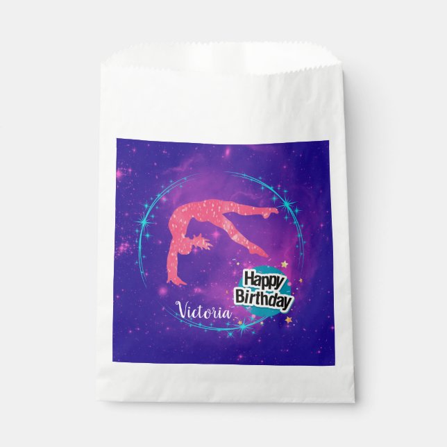 Happy Birthday Gymnastics Galaxy Tumbling   Favour Bag (Front)