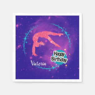 Happy Birthday Gymnastics Galaxy Tumbling Napkin