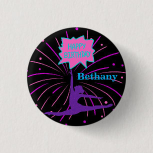 Happy Birthday Gymnastics Personalised 3 Cm Round Badge
