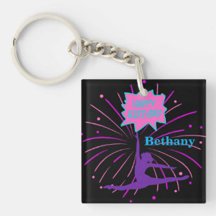 Happy Birthday Gymnastics Personalised Key Ring